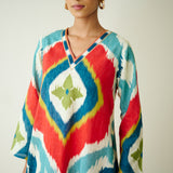 Aurora Slub Cotton Kurta Set with Gota Detailing - Multicolour