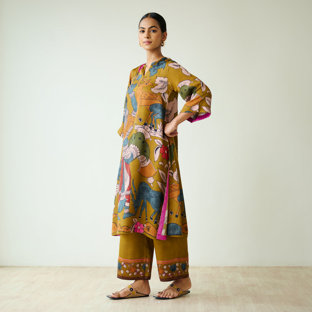 Chitra Modal Satin Kurta Set - Mustard