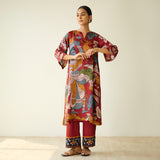 Chitra Modal Satin Kurta Set - Rust