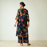 Chitra Modal Satin Kurta Set - Black