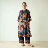 Chitra Modal Satin Kurta Set - Black