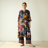 Chitra Modal Satin Kurta Set - Black