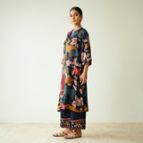 Chitra Modal Satin Kurta Set - Black