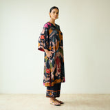 Chitra Modal Satin Kurta Set - Black