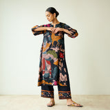 Chitra Modal Satin Kurta Set - Black