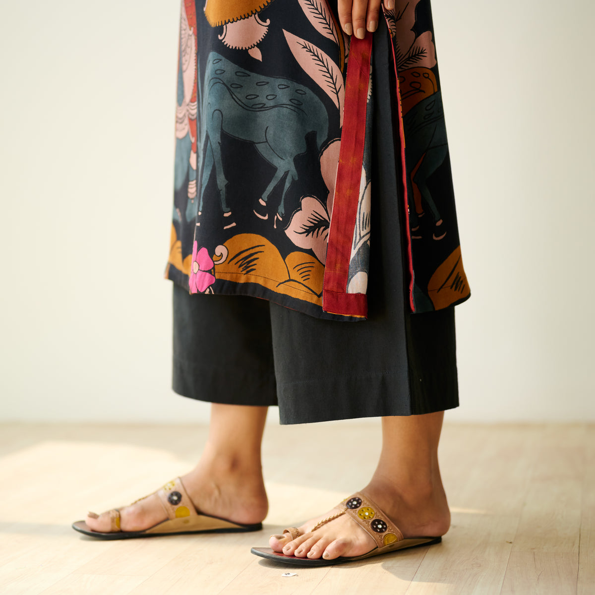 Chitra Modal Satin Kurta - Black