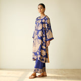Syahi Modal Satin Kurta Set with Mukaish Embroidery Details - Royal Blue