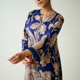 Syahi Modal Satin Kurta Set with Mukaish Embroidery Details - Royal Blue