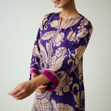 Syahi Modal Satin Kurta Set with Mukaish Embroidery Details - Violet