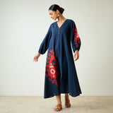 Mabel Slub Cotton Maxi Dress - Black