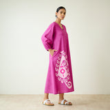 Mabel Slub Cotton Maxi Dress - Pink