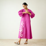 Mabel Slub Cotton Maxi Dress - Pink