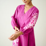 Mabel Slub Cotton Maxi Dress - Pink