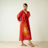 Mabel Slub Cotton Maxi Dress - Rust