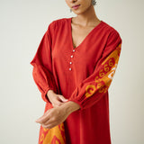 Mabel Slub Cotton Maxi Dress - Rust