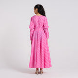 Pink Leheriya Pure Cotton Maxi Dress