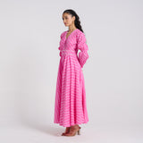 Pink Leheriya Pure Cotton Maxi Dress