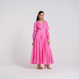 Pink Leheriya Pure Cotton Maxi Dress