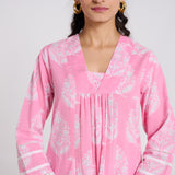 Pink Pure Cotton Paisley Kurta Pant Set