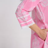 Pink Pure Cotton Paisley Kurta Pant Set