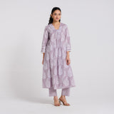 Grey Pure Cotton Paisley Kurta Pant Set