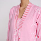 Cotton Candy Jamdani Kurta Pant Set with Embroidery Detail