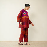 Ora Pure Slub Cotton Co-ord Set - Violet