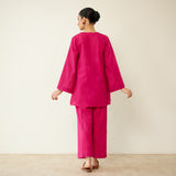 Stitch Rose Pure Slub Cotton Co-ord Set - Fuschia