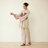 Stitch Rose Pure Slub Cotton Co-ord Set - Off White