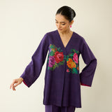 Stitch Rose Pure Slub Cotton Co-ord Set - Violet