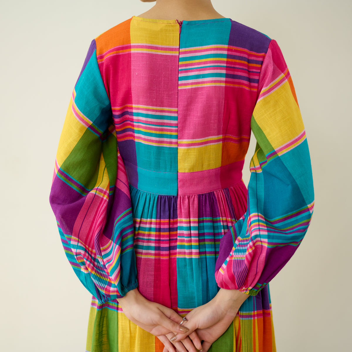 Candy Cloud Pure Slub Cotton Dress - Multicolour