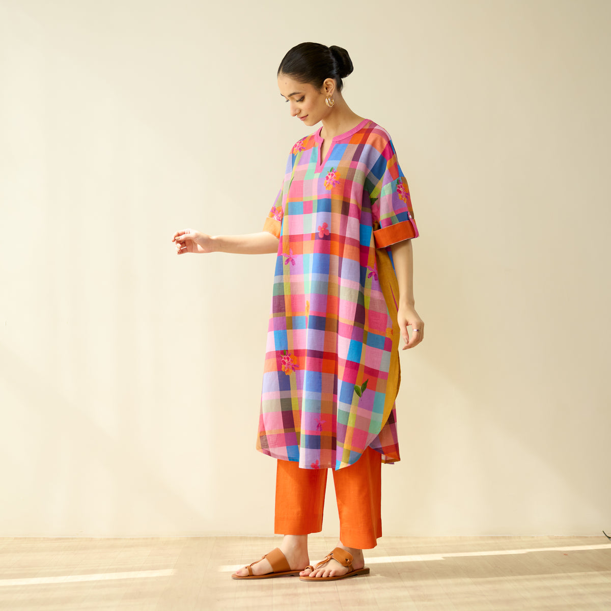Galleria Pure Slub Cotton Kurta - Multicolour