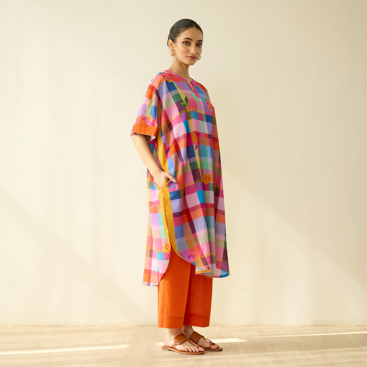 Galleria Pure Slub Cotton Kurta - Multicolour