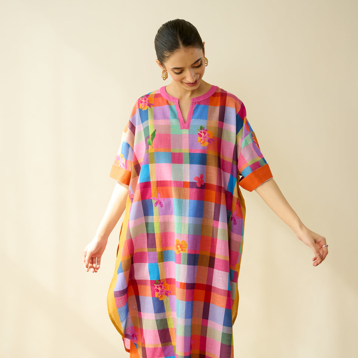 Galleria Pure Slub Cotton Kurta - Multicolour
