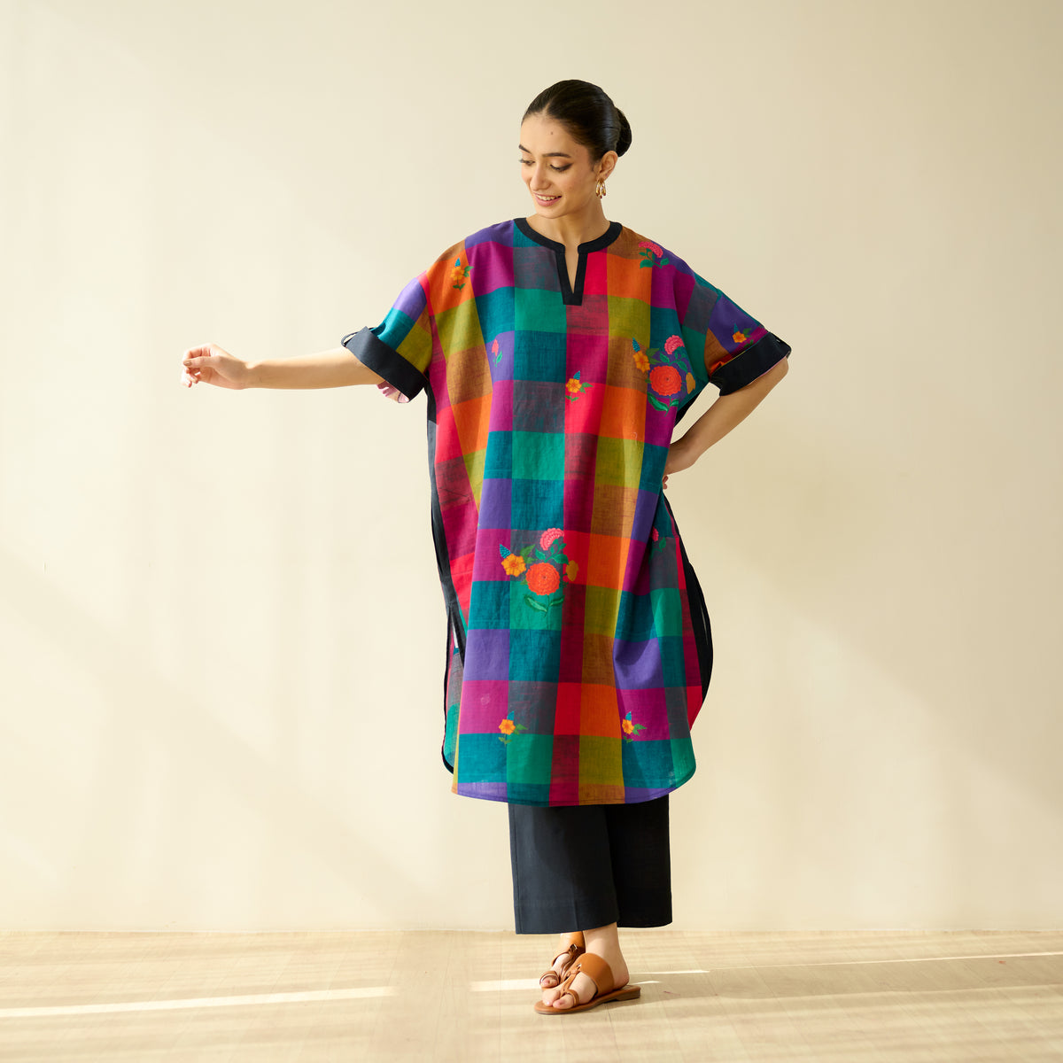 Echo Pure Slub Cotton Kurta - Black