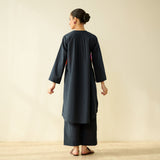 Ikatra Pure Slub Cotton Kurta Set - Black