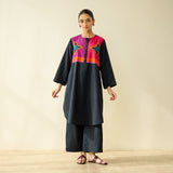 Ikatra Pure Slub Cotton Kurta Set - Black