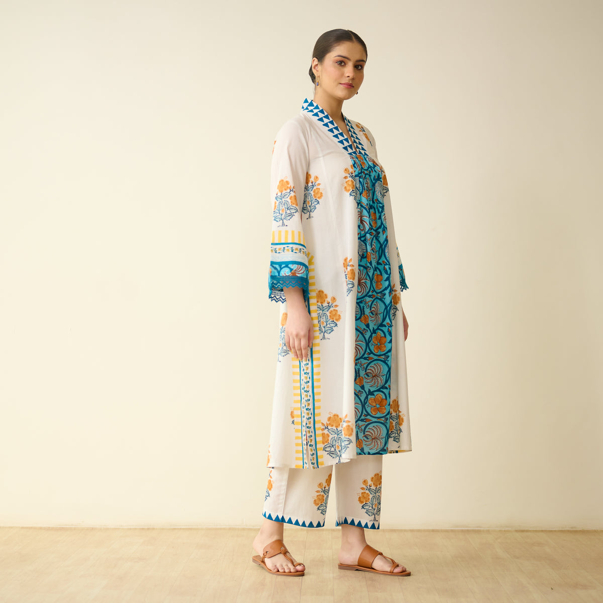 Bagh Bahaar Mulmul Cotton Kurta Set - Golden Yellow