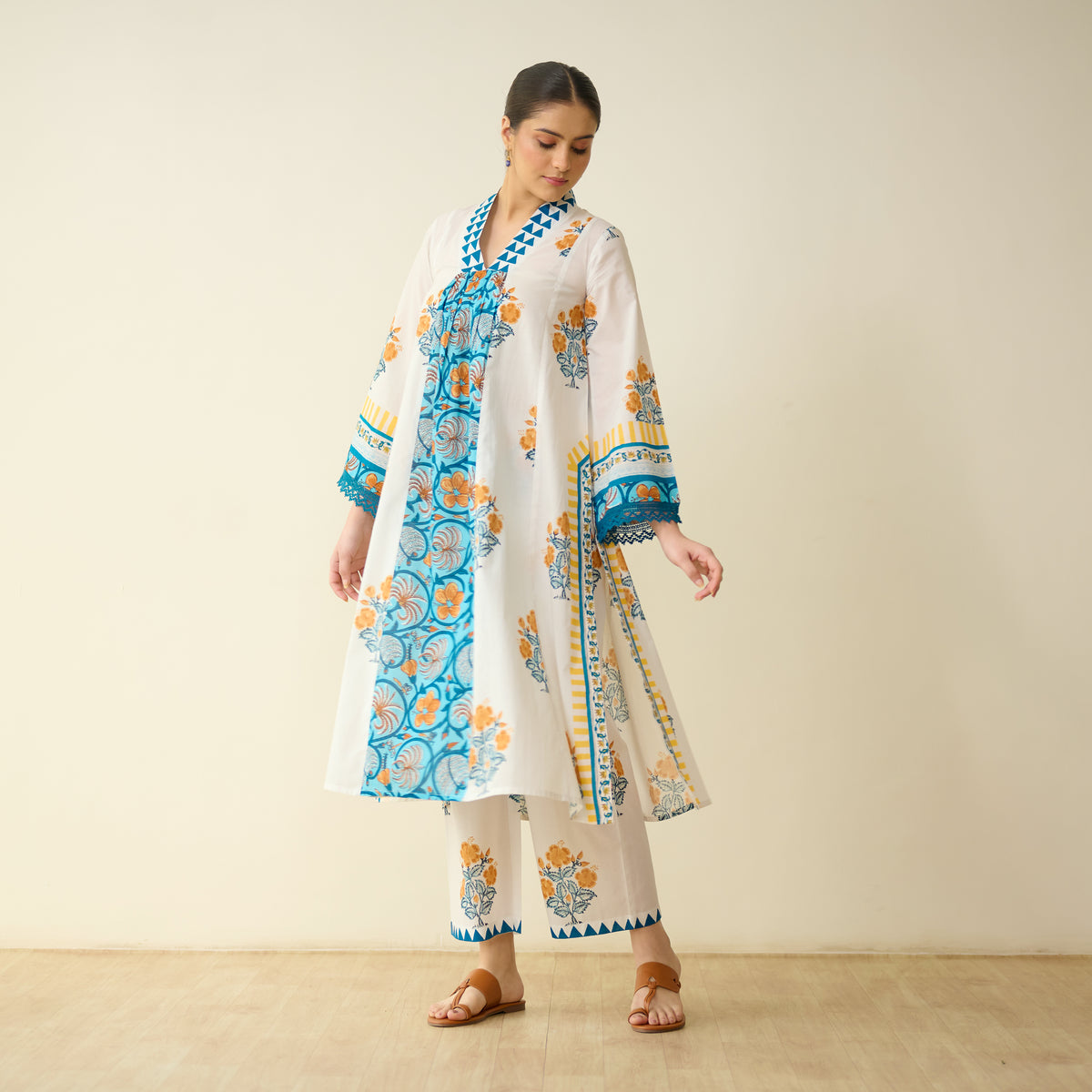 Bagh Bahaar Mulmul Cotton Kurta Set - Golden Yellow