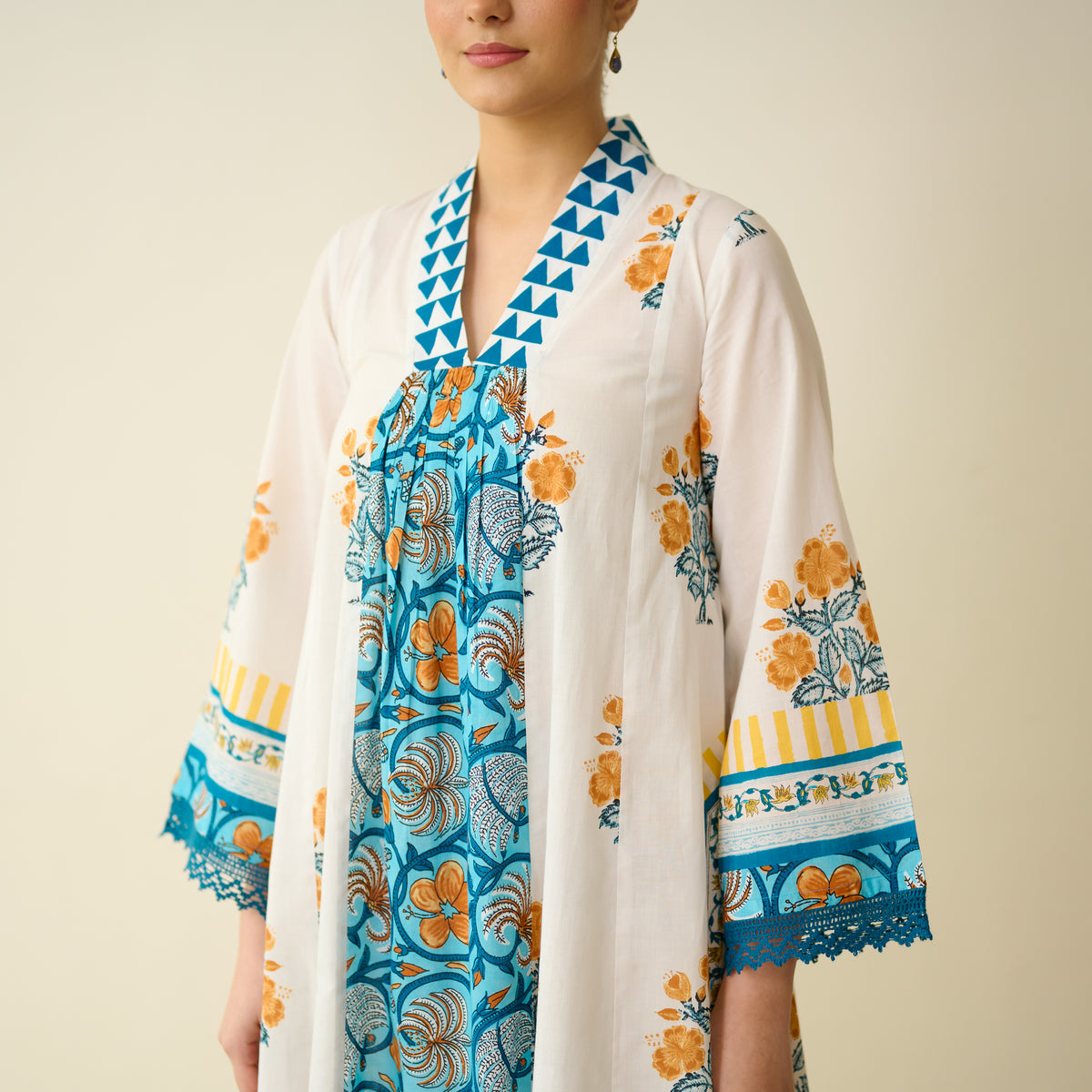 Bagh Bahaar Mulmul Cotton Kurta Set - Golden Yellow