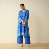 Meera Mulmul Cotton Kurta Set - Jaipuri Blue