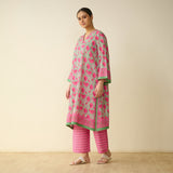 Meera Mulmul Cotton Kurta Set - Sage Green