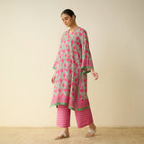 Meera Mulmul Cotton Kurta Set - Sage Green