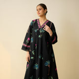 Rani Bagh Fine Slub Cotton Kurta Set - Black