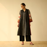 Sangria Fine Slub Cotton Kurta - Black