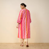 Bohemian Cotton Slub Breeze Kurta - Hues of Pink
