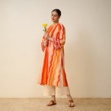 Bohemian Cotton Slub Breeze Kurta - Hues of Orange