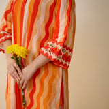 Bohemian Cotton Slub Breeze Kurta - Hues of Orange