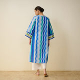 Bohemian Cotton Slub Breeze Kurta - Hues of Blue