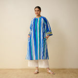 Bohemian Cotton Slub Breeze Kurta - Hues of Blue